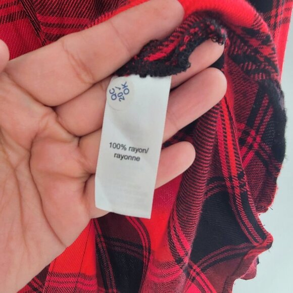 Maurices buffalo plaid lace up tunic button down shirt SZ Medium - Picture 4 of 6